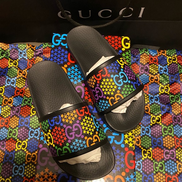 gucci psychedelic slides womens